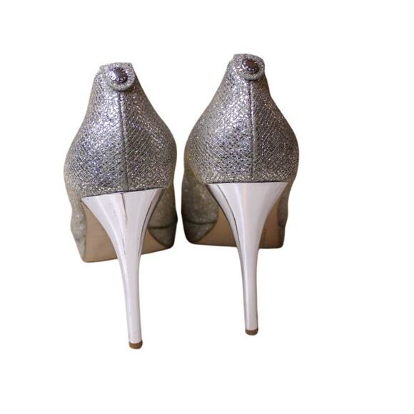 Michael Kors Silver Metallic Glitter Mesh Platform High Heels Y2K 9M - Picture 4 of 6